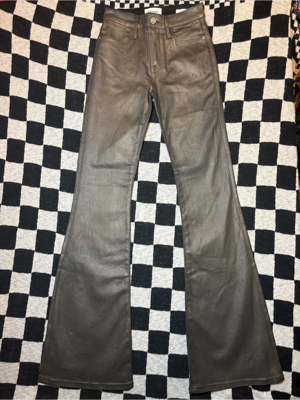 NWT Frame Pewter Waxed Flare Jeans